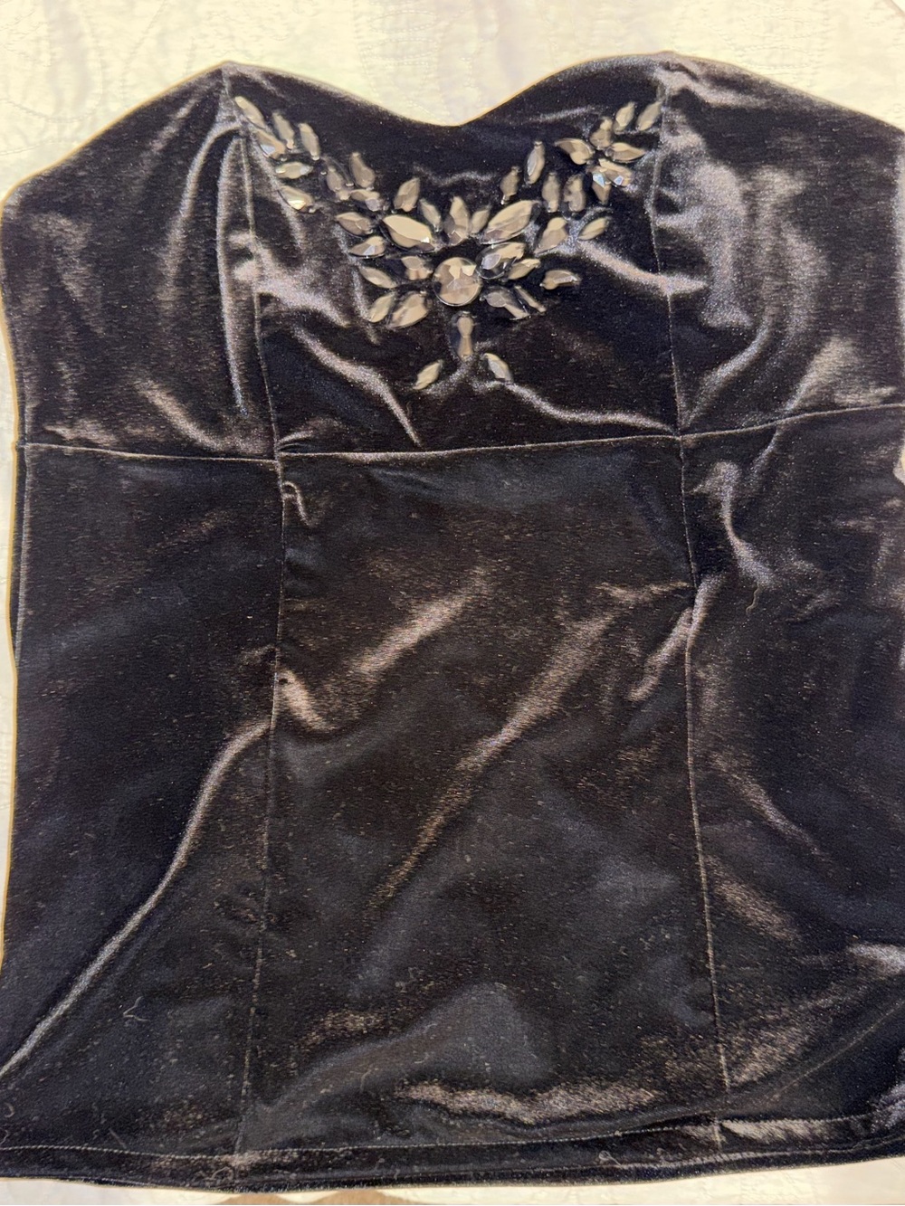 White House Black Market Black Velvet corset like Top